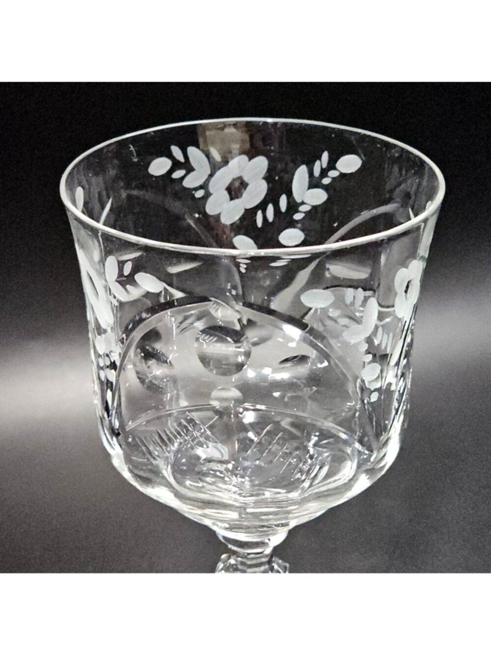 Rock Sharpe Del Mar 7.75" Floral Cut Crystal Water Goblet Elegant Stemware - Picture 6 of 6